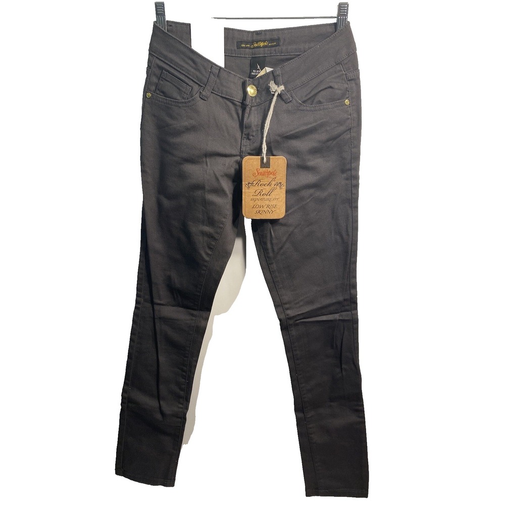 south pole rock n roll‎ womens juniors grey jeans size 3 skinny low rise